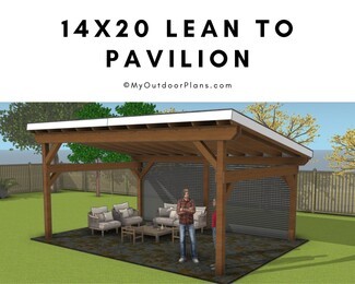 Lean To Pavilion: Louvered Privacy Wall 14x20 Build Plans