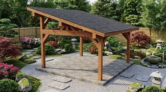 Lean To Pavilion: Zen Modern Mono Pitch Garden Shelter