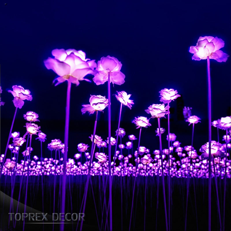 LED Flower Lights: Rose Shaped Heads Purple Garden Roses