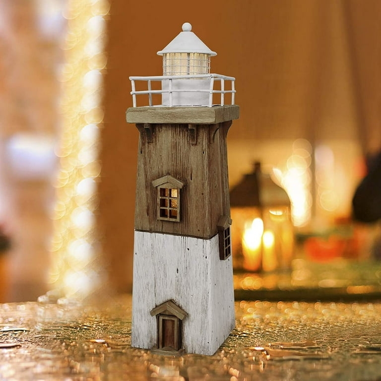 Lighthouse Decor Internal Lighting and Weathered Wood Coastal Accent