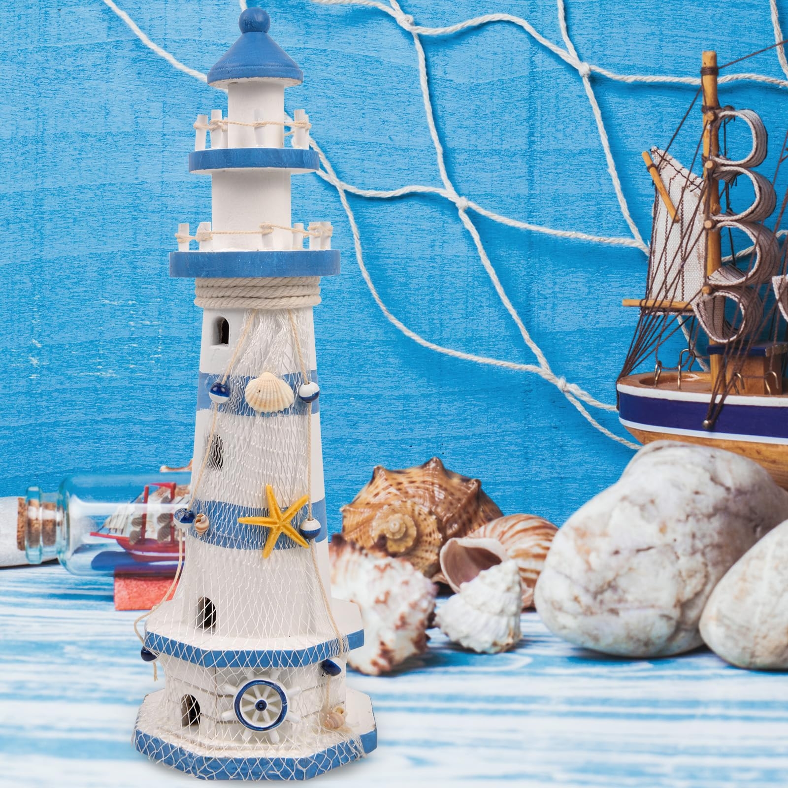 Lighthouse Decor Mediterranean Fishnet Wrap Beach Style Ornament