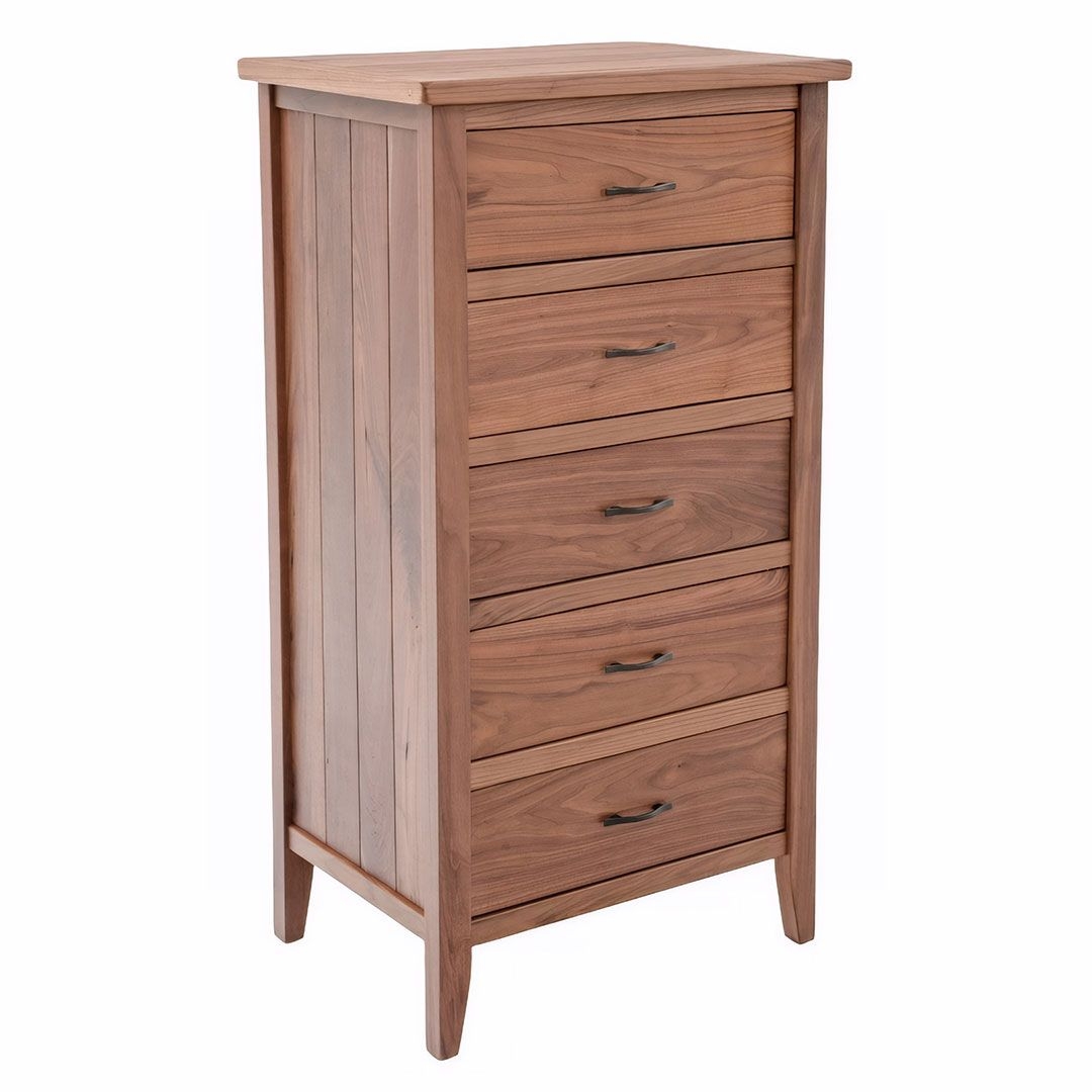 Lingerie Chest featuring Vertical Planking Walnut Brown