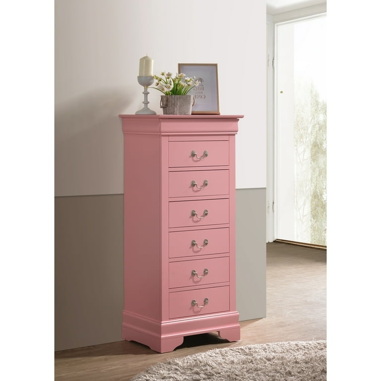 Lingerie Chest in Dusty Pink Finish Traditional Tall