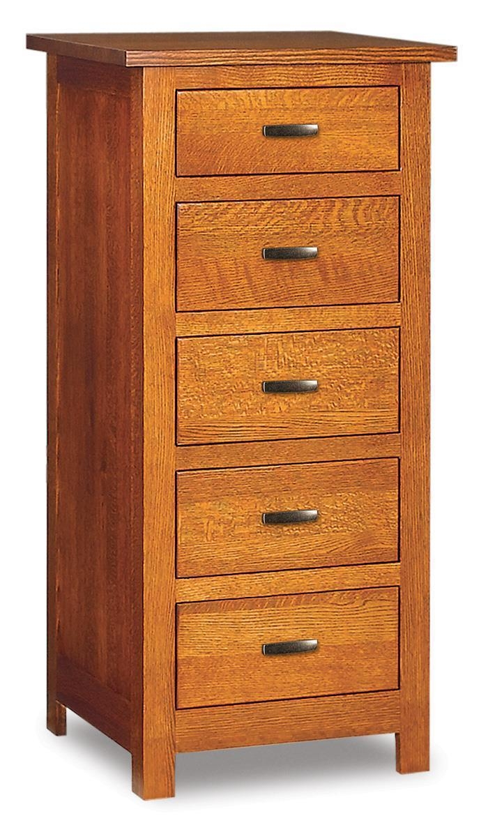 Lingerie Chest in Slim Vertical Build Flush Mission Oak