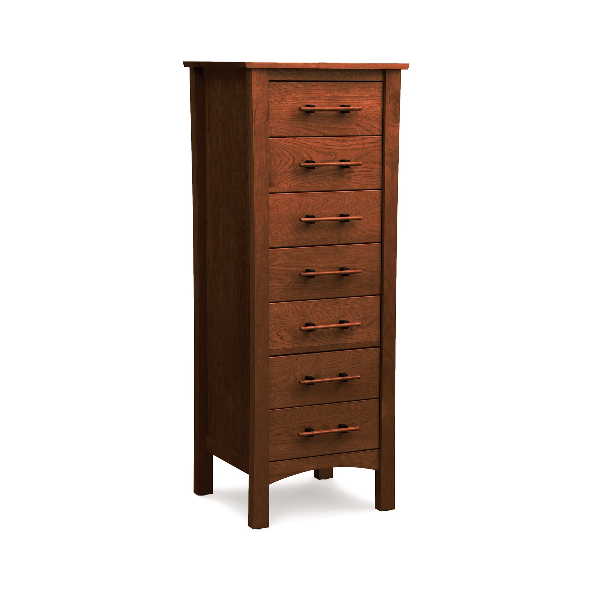Lingerie Chest with Bar Pulls Narrow Cherry Wood Storage