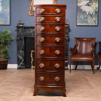 Lingerie Chest with Bow Front Mahogany Seven Drawer Unit