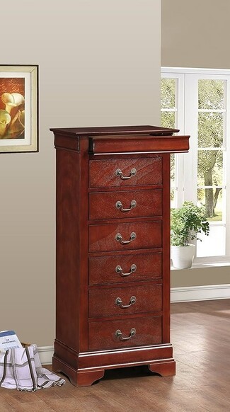 Lingerie Chest with Cherry Red Finish and Slim Profile