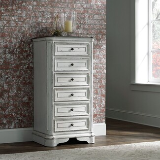 Lingerie Chest with Contrasting Top Distressed White Wood