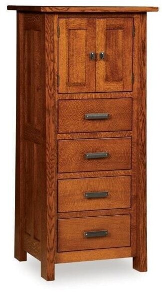 Lingerie Chest with Double Door Cabinet Mission Wood
