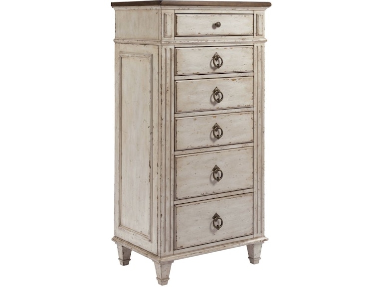 Lingerie Chest with Weathered White Finish and Tall Profile