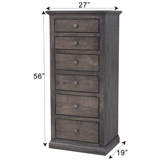 Lingerie Dresser in Gunsmoke Grey Finish Six Drawer Slim