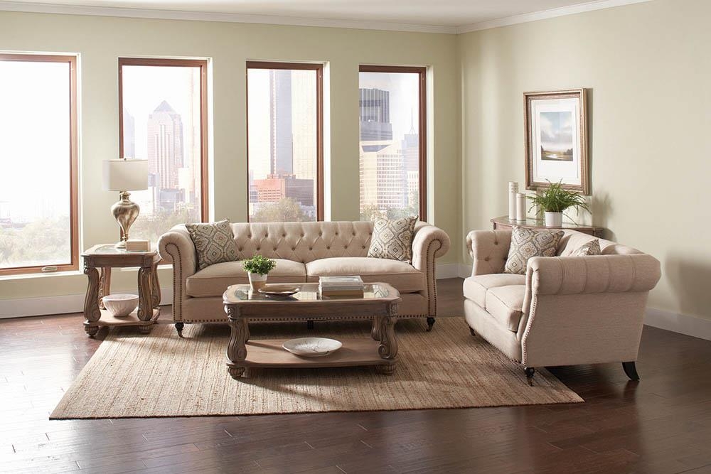 Living Room Set with Traditional Nailhead Trim Decor