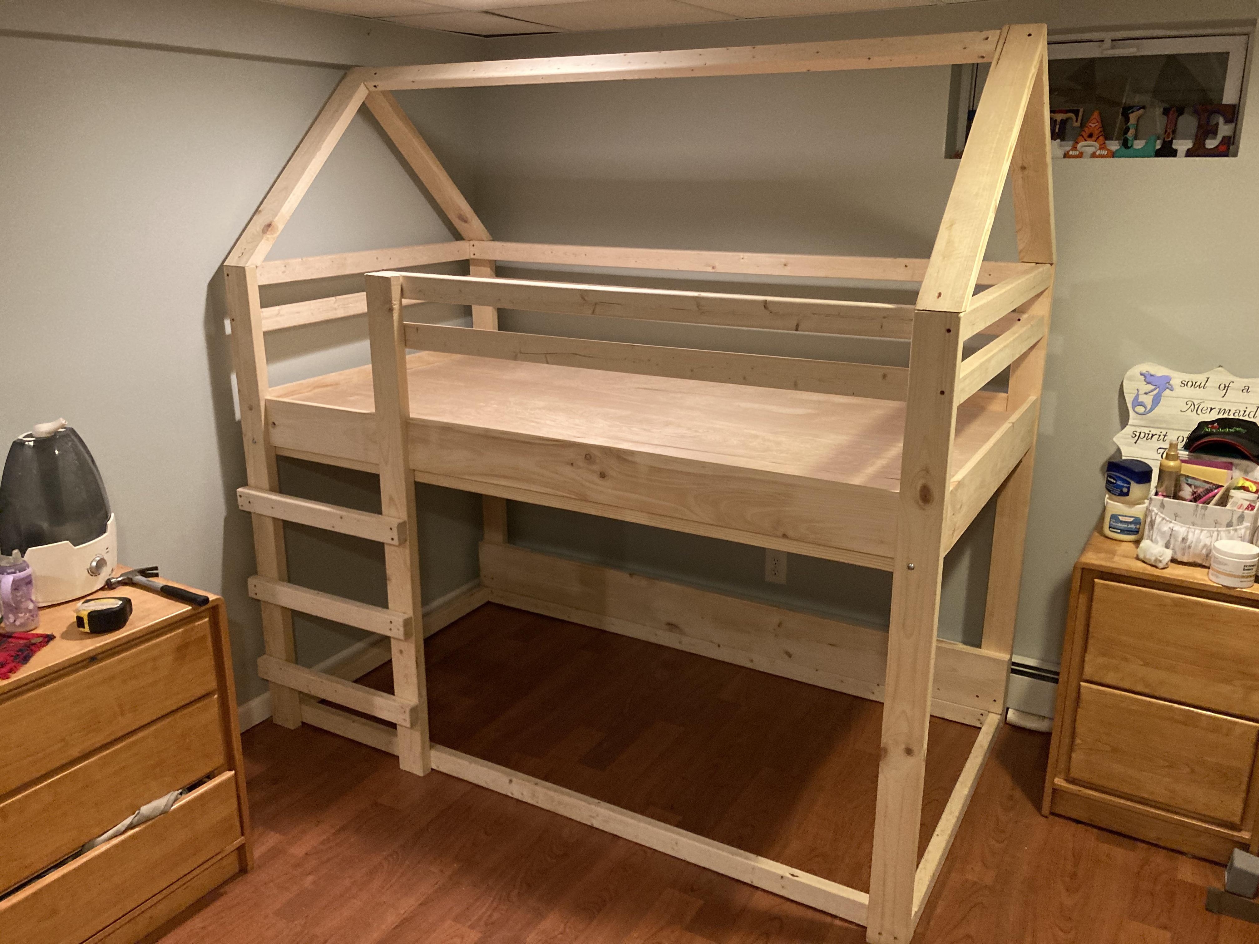 Loft Bed Lofted Design with House Frame Built In Ladder