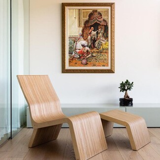 Lounge Chair Designed with Laminated Layers and Curved Frame