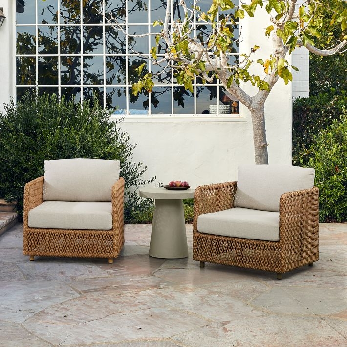 Lounge Chair petite profile rattan cane coastal patio furniture