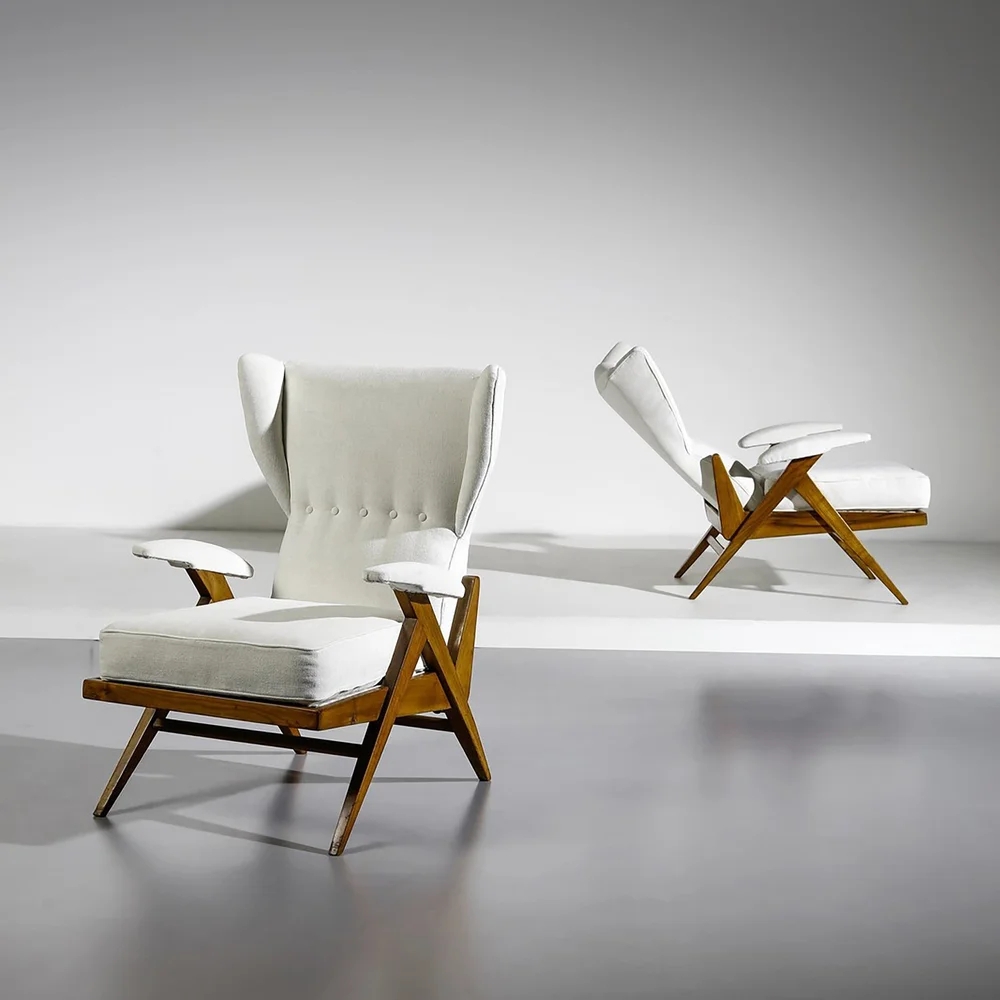 Lounge Chair with Wingback Profile and Compass Frame