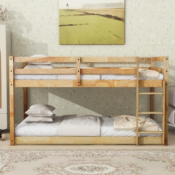 Low Bunk Bed Embossed Pecan Finish and Side Access Ladder