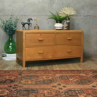 Lowline Chest Honey Oak Three Drawer Keyhole Detail Storage