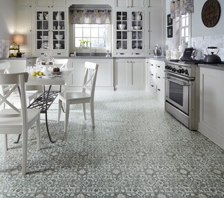 Luxury Vinyl Flooring with Scrolled Metal Base Kitchen Style