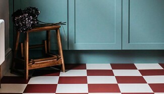 Lvt Flooring in Rust Red Checkerboard Retro Mudroom Style