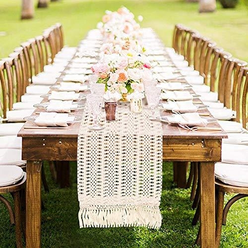 Macrame Table Runner: Tassel Fringe Rustic Farmhouse
