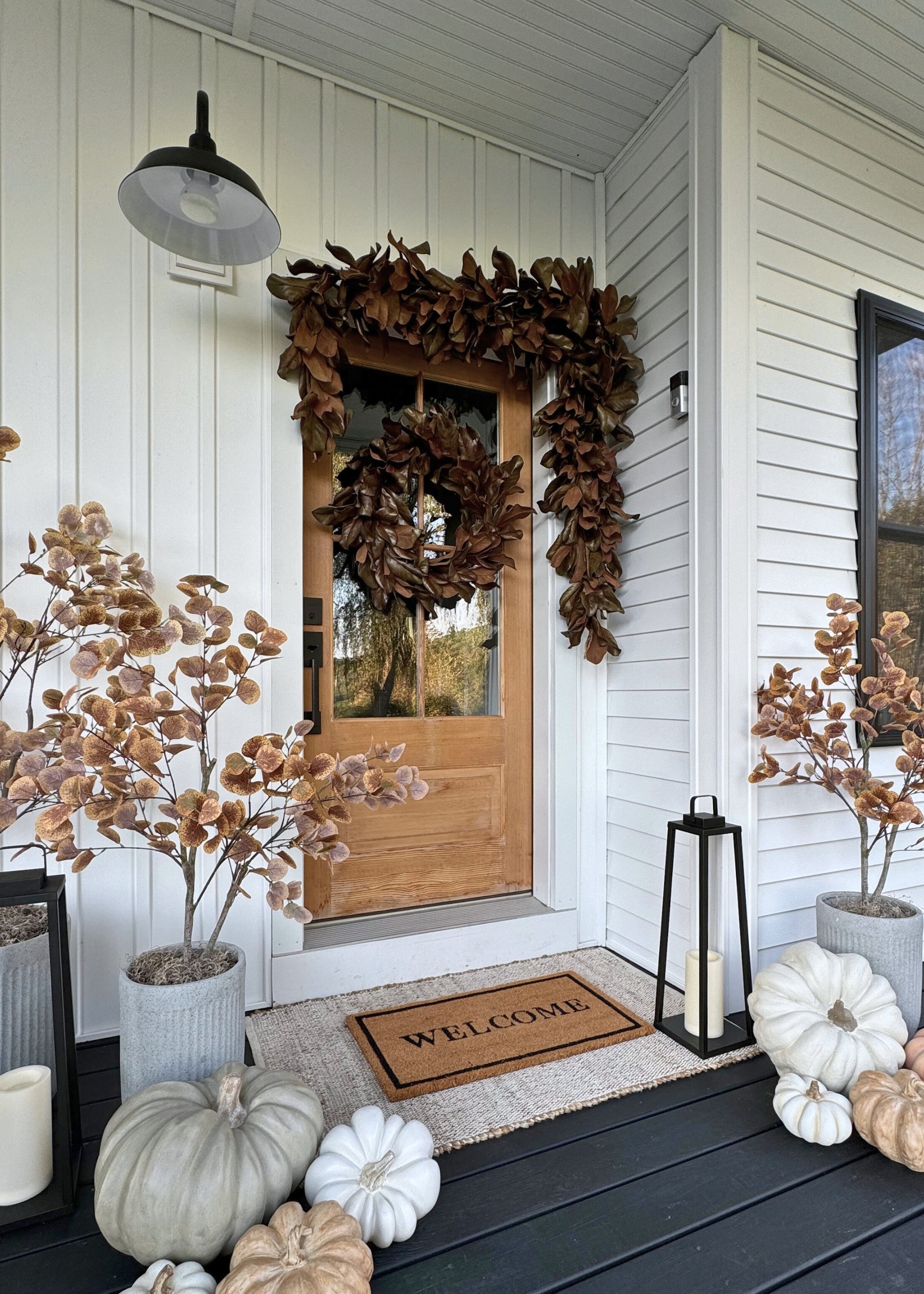 Magnolia Wreath with Real Touch Leaves and Brown Foliage