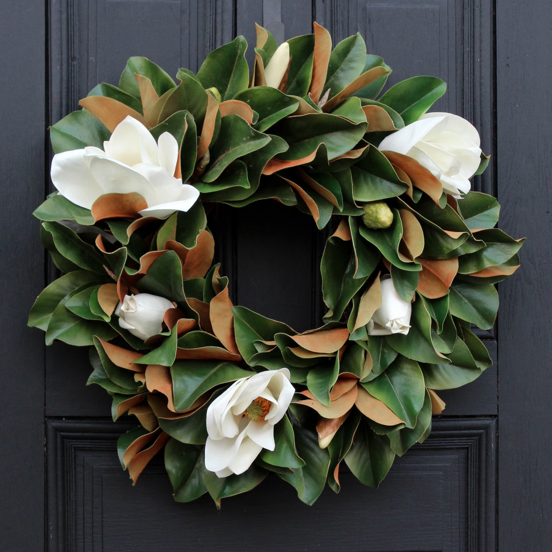 Magnolia Wreath with Year Round Versatility and Silk Petals