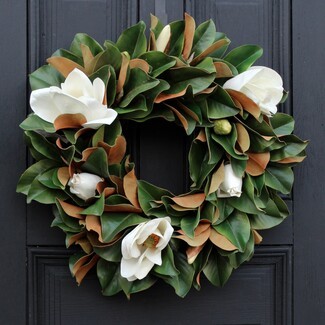 Magnolia Wreath with Year Round Versatility and Silk Petals