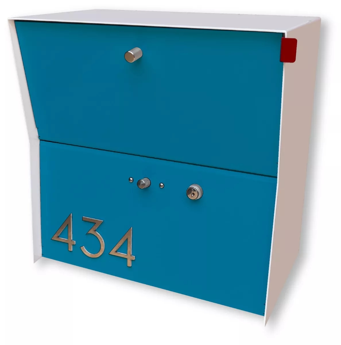 Mailbox Locking Aqua Blue Panels Modern White Frame