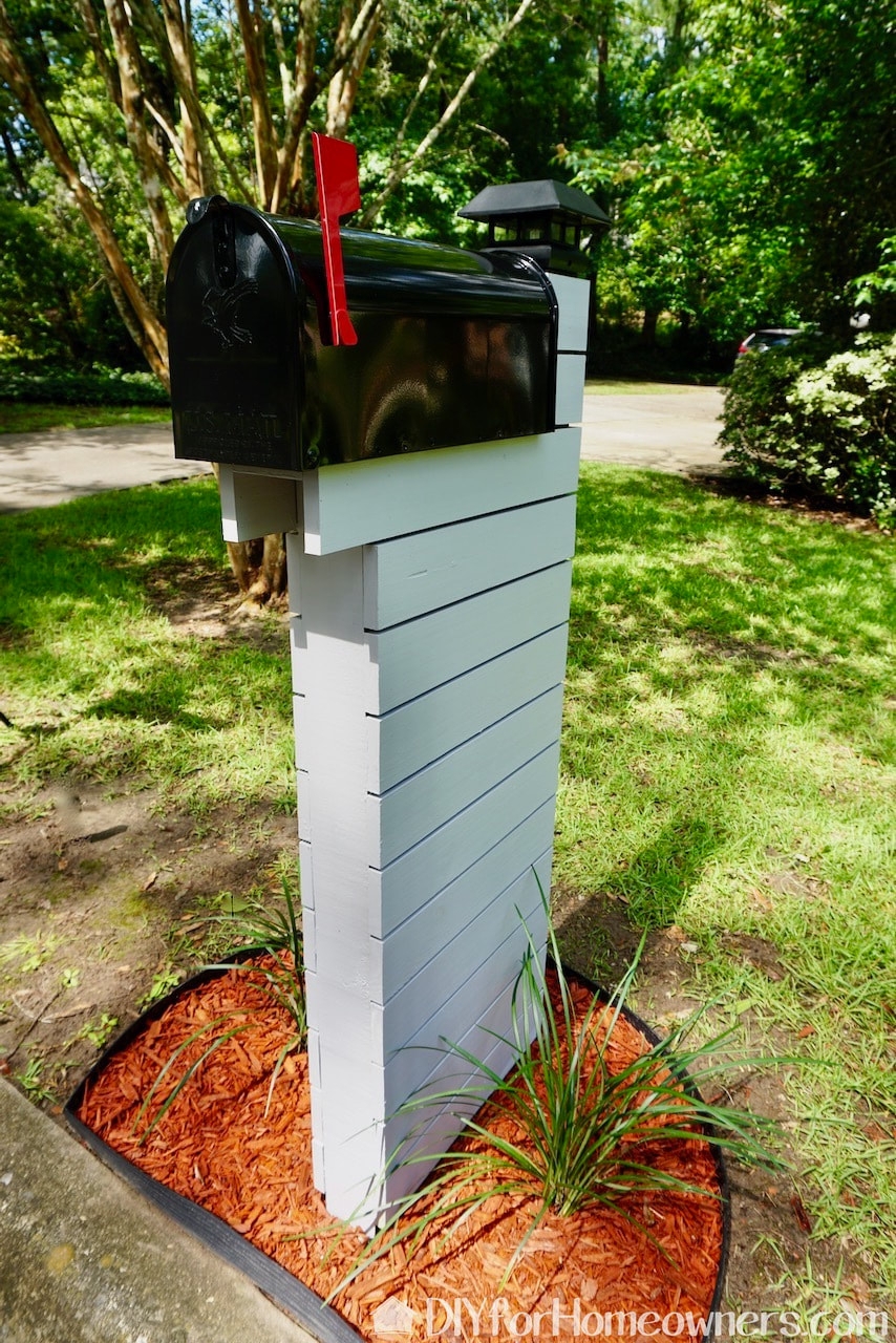 Mailbox Slatted Post Horizontal Slats Modern White