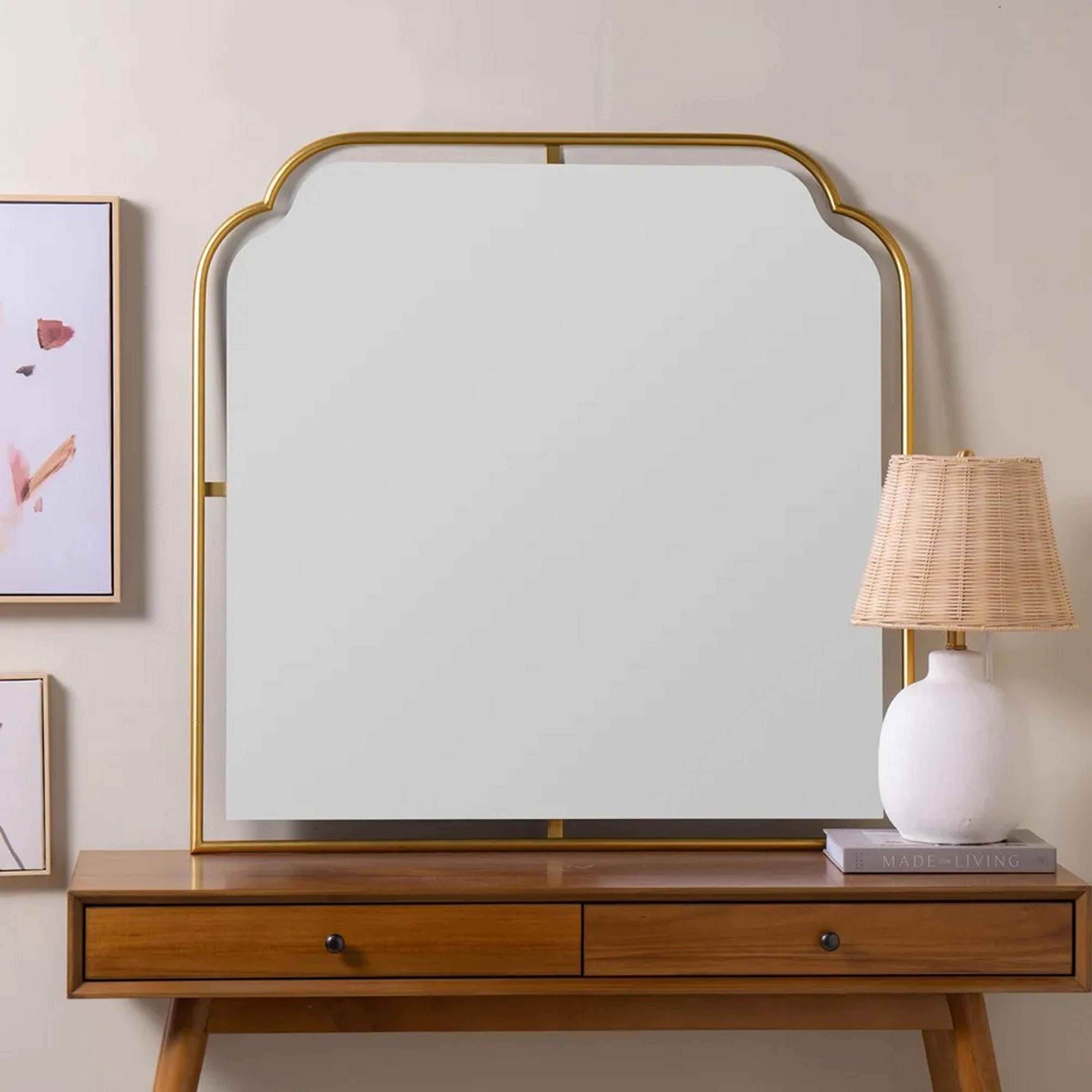 Mantle Mirror Floating Mirror Gilded Scalloped