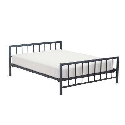 Metal Bed Finish Bronzed Black Slatted Footboard Queen