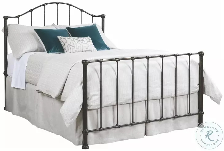 Metal Bed Frame Driftwood Grey Arched Spindle Headboard