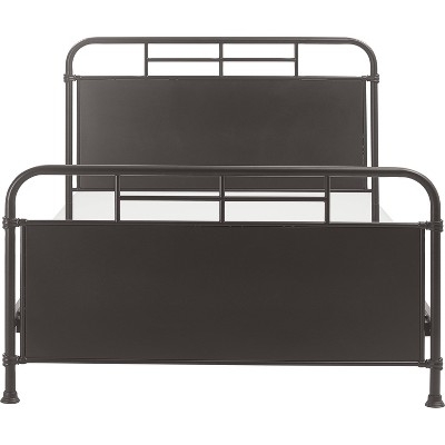 Metal Bed Solid Bronzed Black Panels Grid Railing Detail