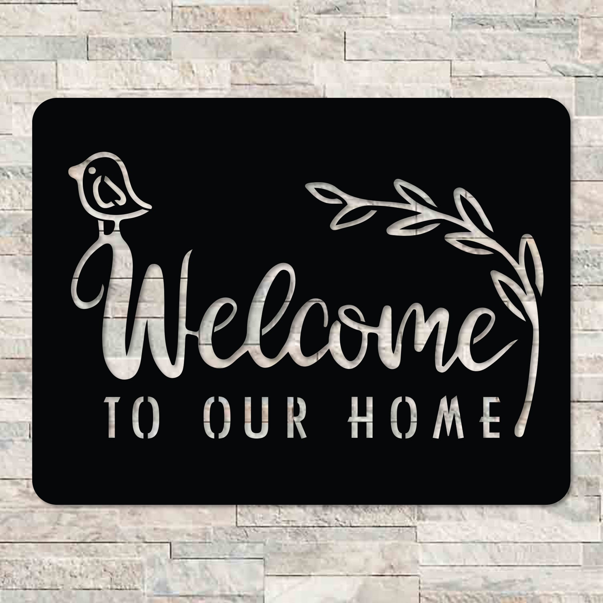 Metal Wall Art Bird Motif Botanical Branch Cutout Design