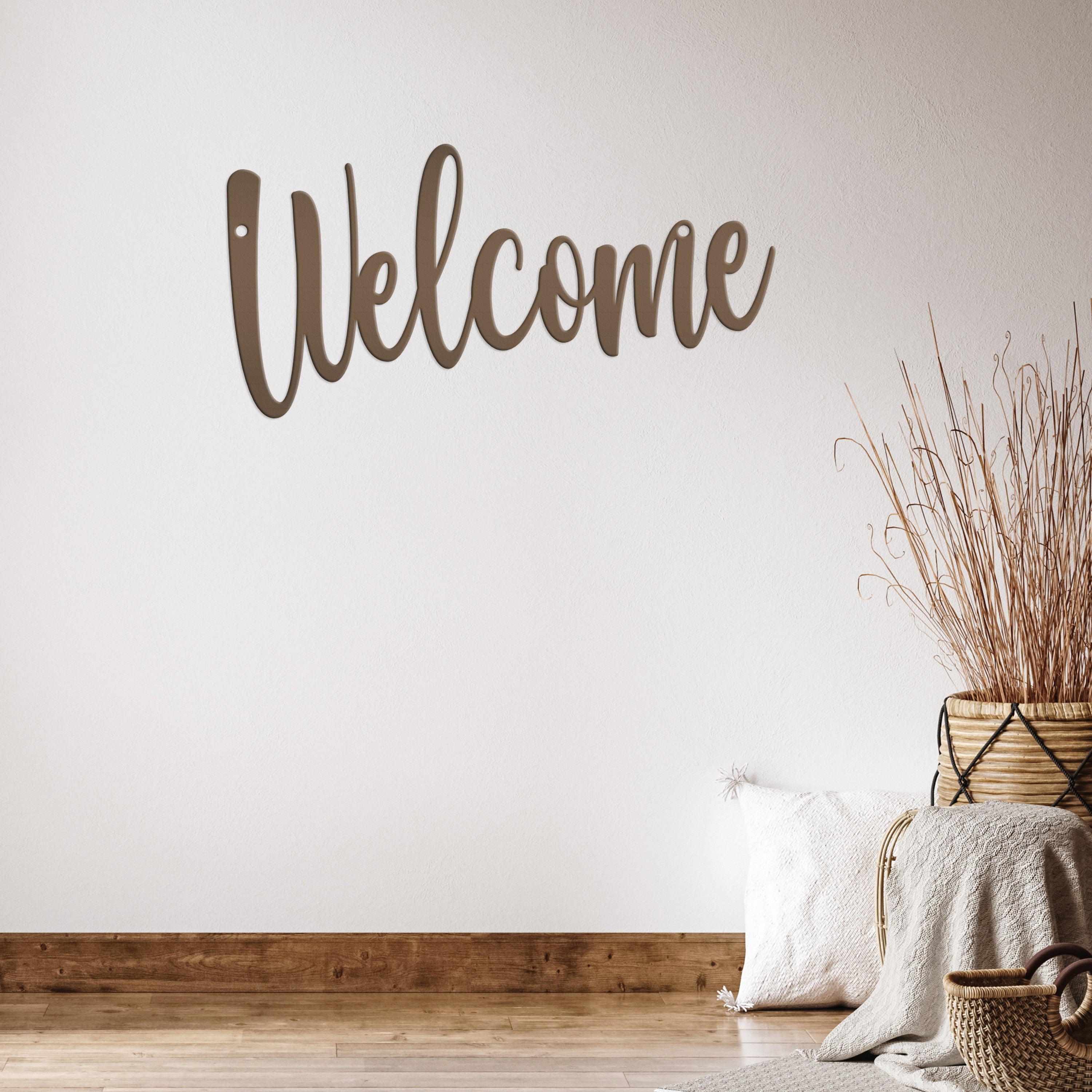 Metal Wall Art Bronze Satin Cursive Typography Sign