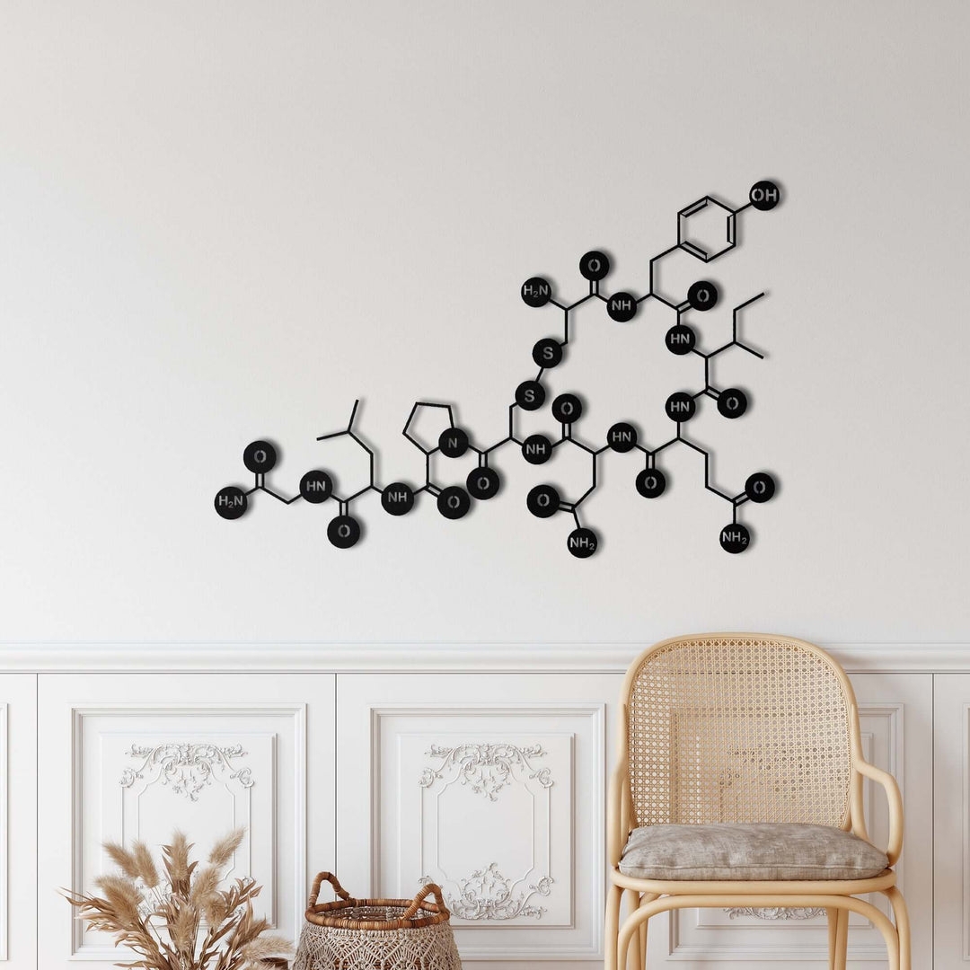 Metal Wall Art Chemistry Theme Matte Black Molecular Decor