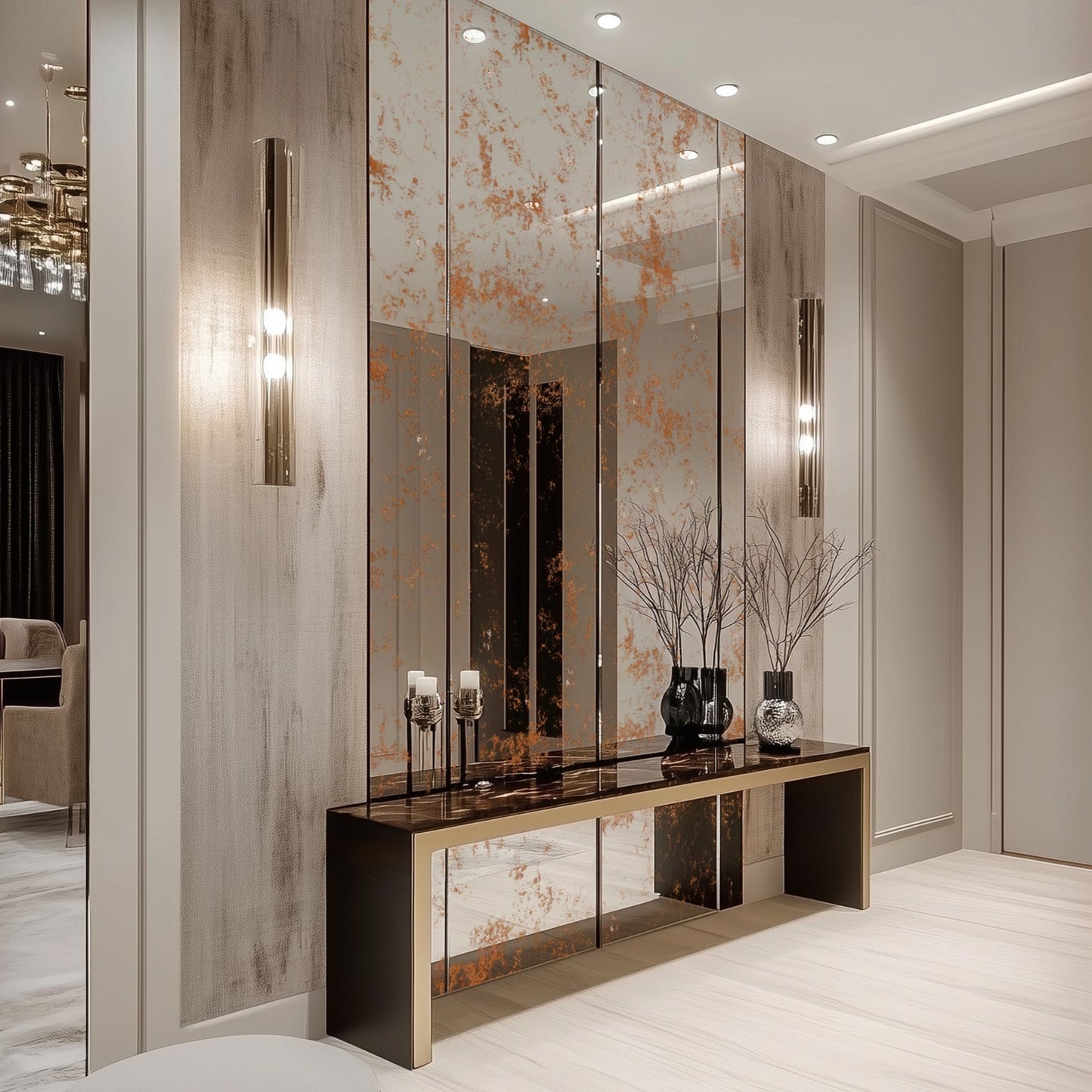 Mirror Panel with Antique Mirror Finish and Hallway Mirror Decor