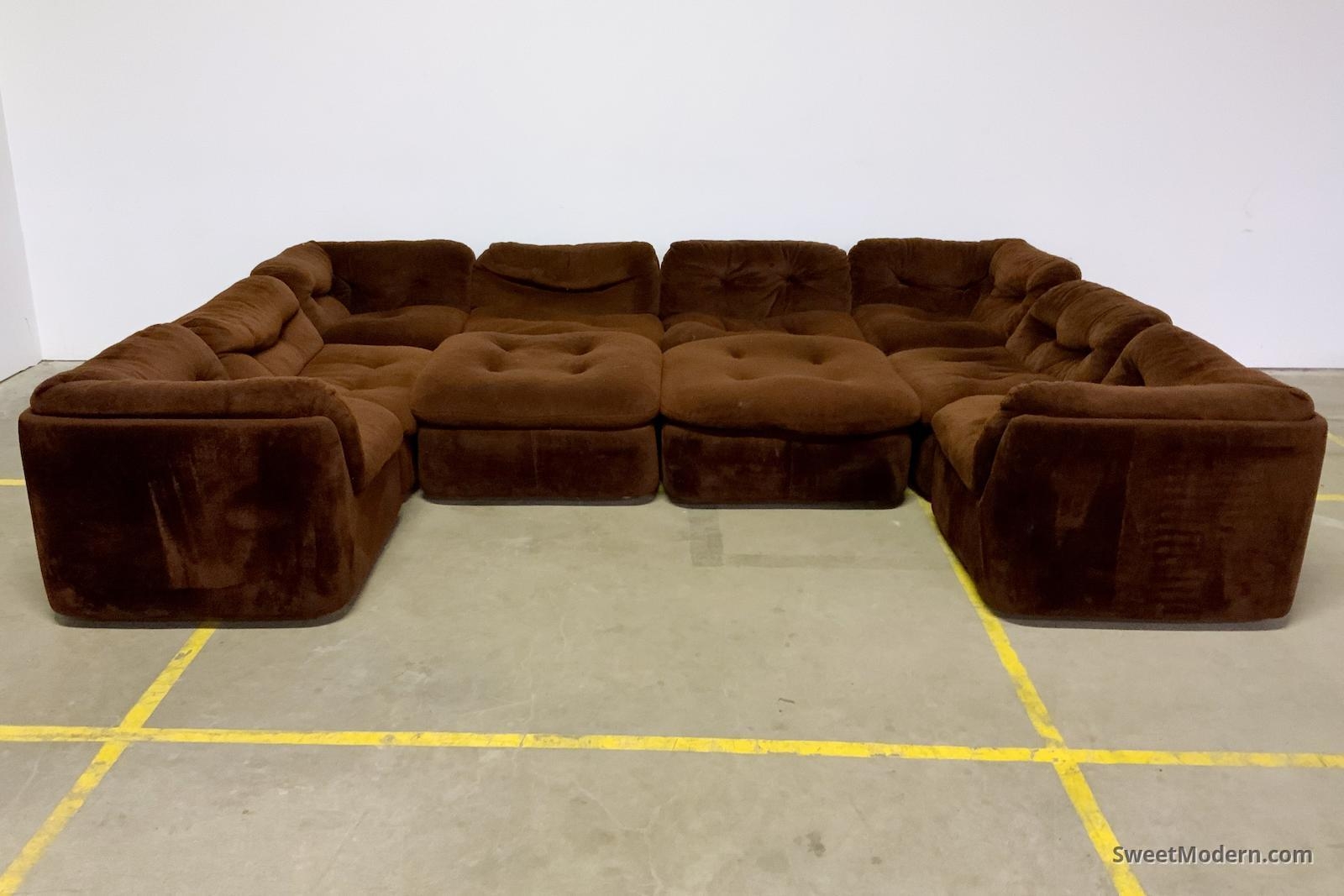 Modular Sectional 10 Piece Chocolate Brown Pit Lounge