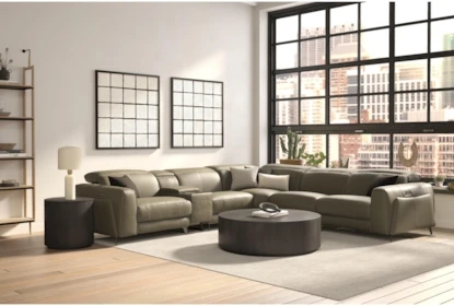 Modular Sectional Olive Green Integrated Console Power Seating