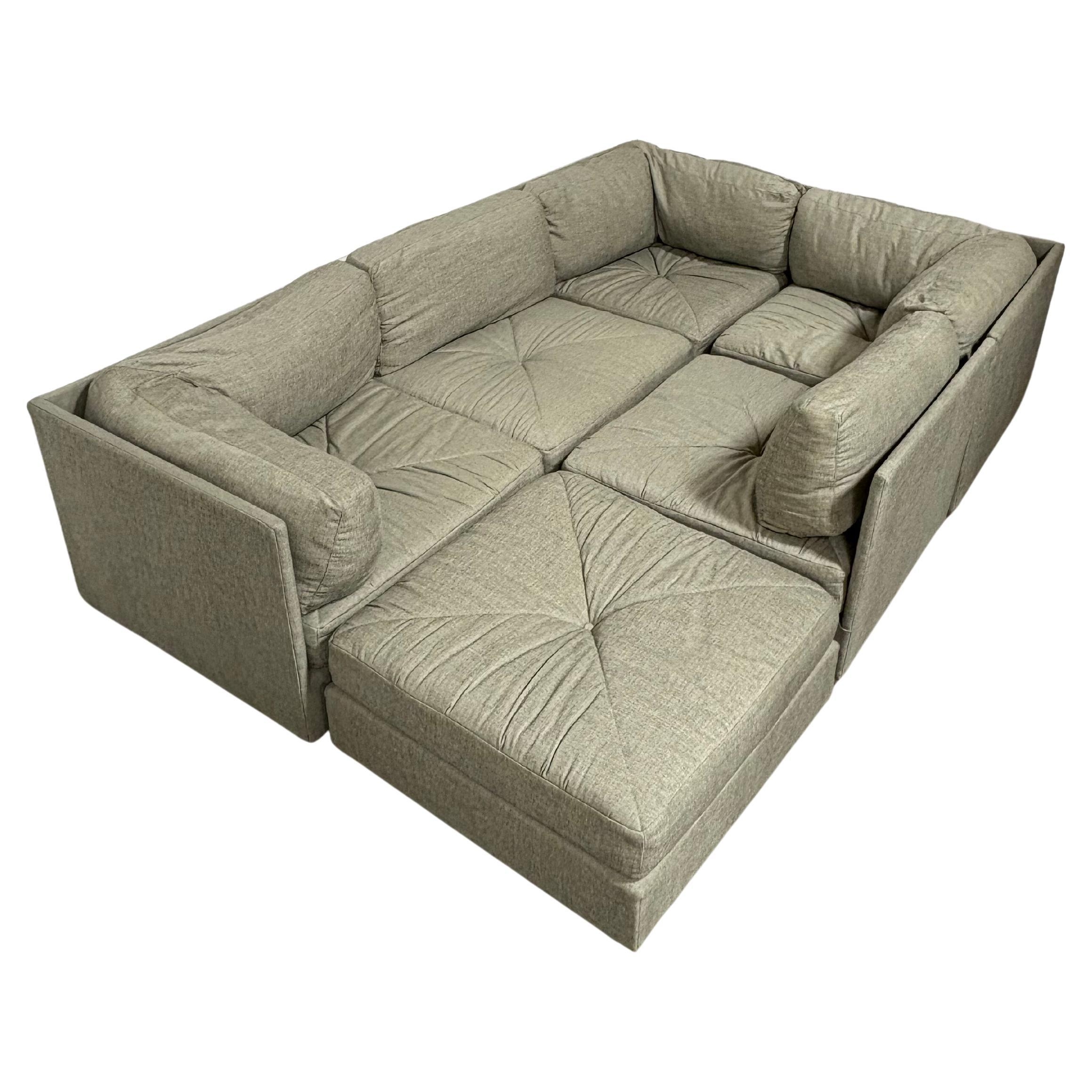 Modular Sectional Sage Green Perimeter Panels Couch