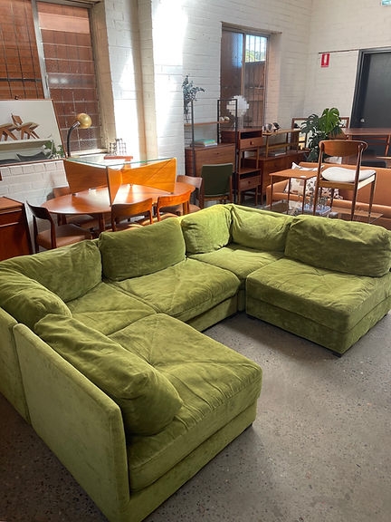 Modular Sectional Sofa Moss Green Low Slung Seating