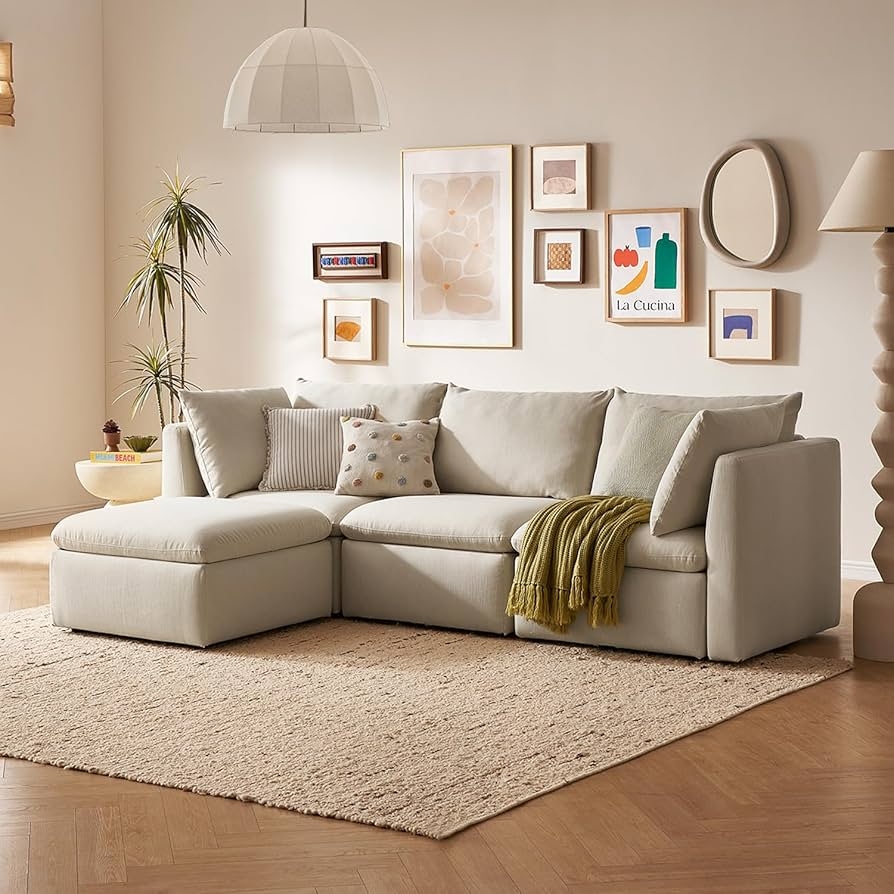 Modular Sectional with Low Profile and Ottoman Chaise