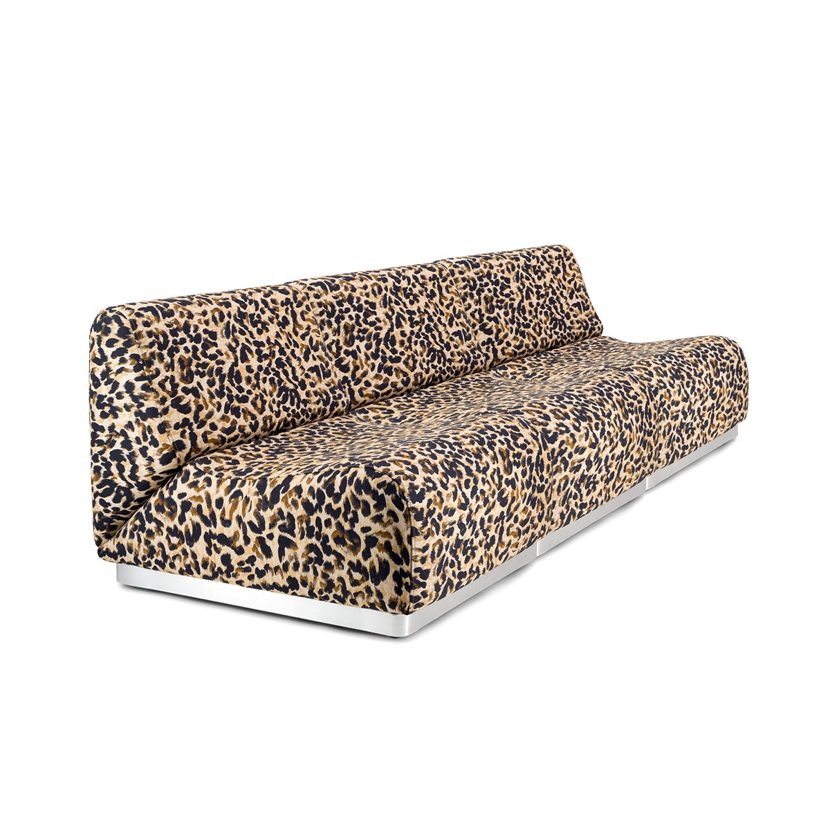 Modular Sofa Armless Jacquard Polished Metal Base