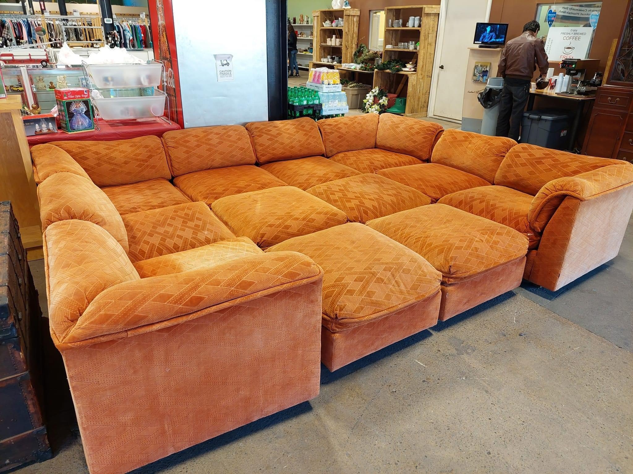Modular Sofa Burnt Orange Diamond Pattern Drexel Playpen