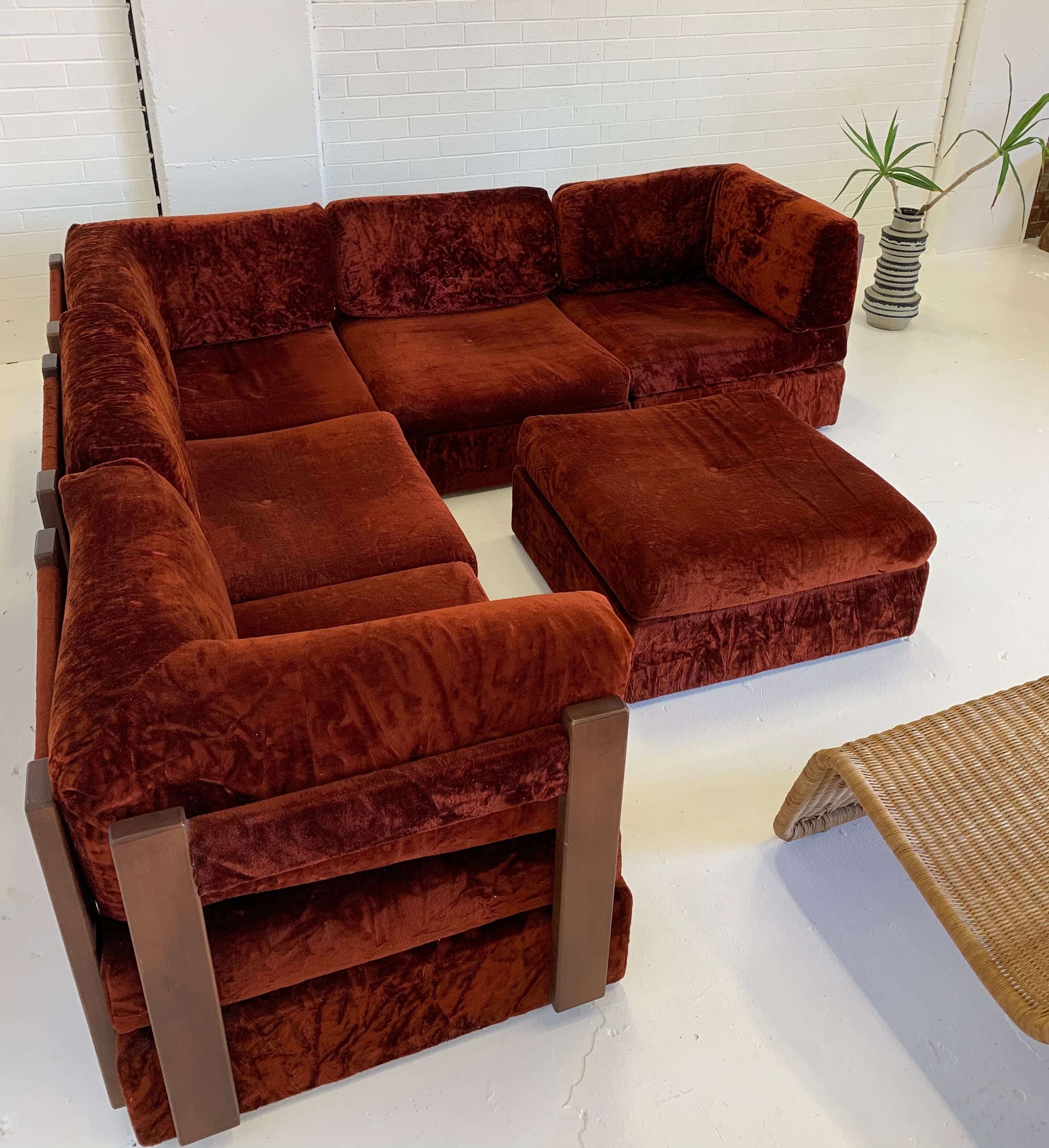 Modular Sofa Rust Orange Playpen Layout With Ottoman