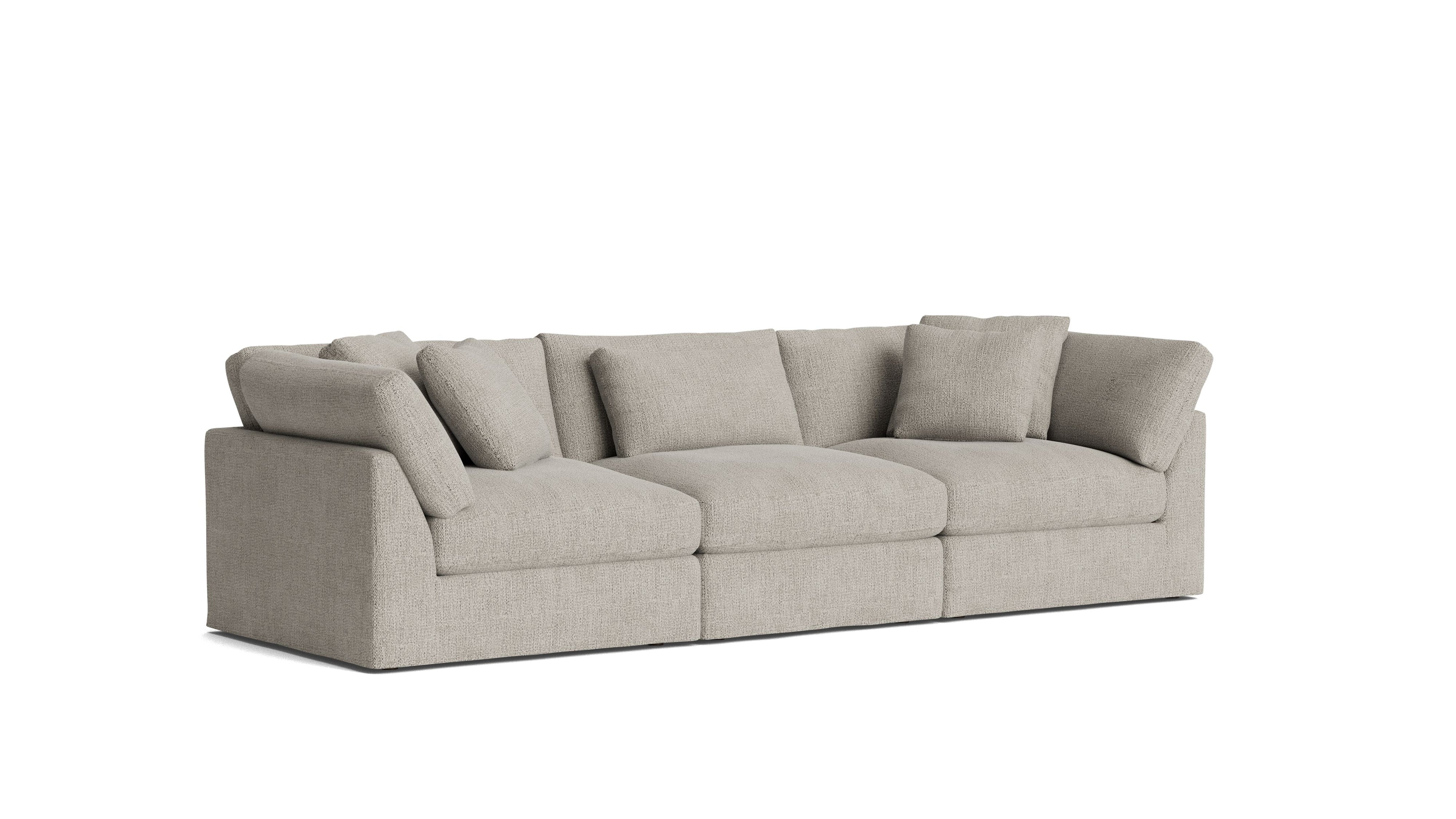 Modular Sofa Three Piece Deep Seating Beige Seating