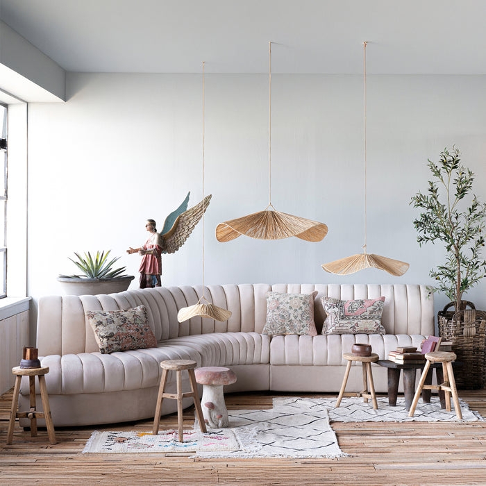 Modular Sofa Vertical Channeling Curved Silhouette