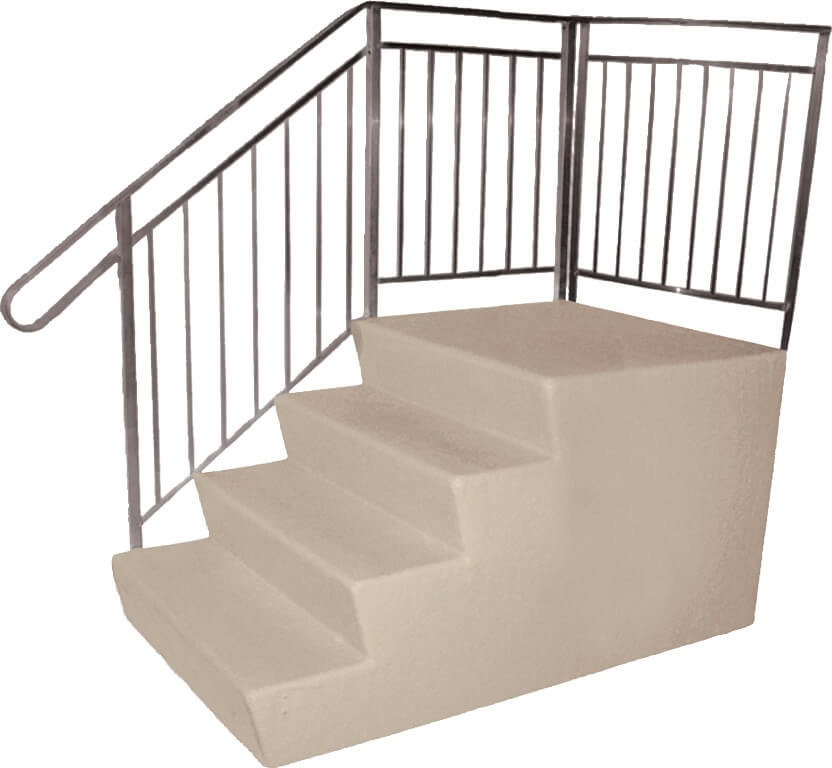 Modular Stairs - Rounded Handrail Fiberglass Entry Steps Landing