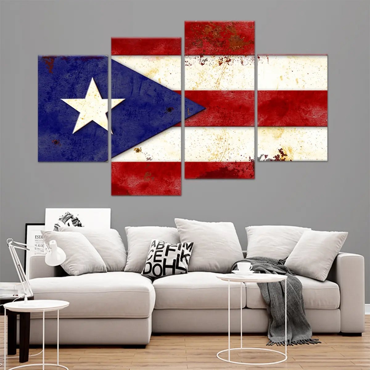 Multi Panel Canvas with Staggered Distressed Flag Graphic